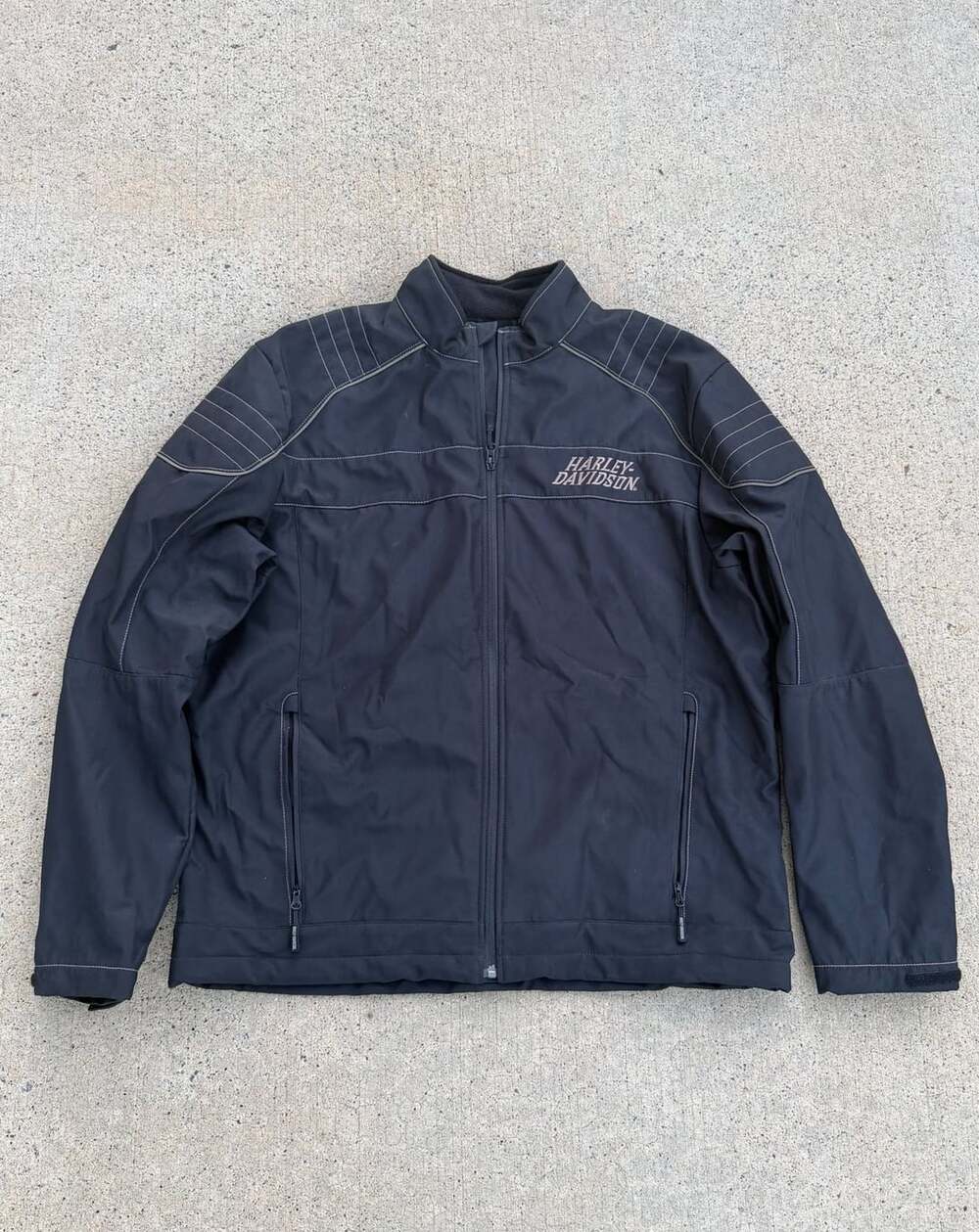 Harley-Davidson Black Soft Shell Motorcycle Riding Jacket with Pink Lettering